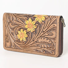 Load image into Gallery viewer, Western Hand Tooled Leather Wallet Purse, Leather Zipper Wallet, Genuine Leather Bag, Genuine Cowhide Bag, Western Purse, Luxury Wallet
