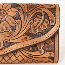 Load image into Gallery viewer, Western Hand Tooled Leather Wallet Purse, Leather Sunflower Wallet, Genuine Leather Bag, Genuine Cowhide Bag, Western Purse, Luxury Wallet
