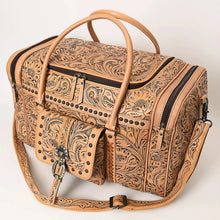 Load image into Gallery viewer, Western Leather Duffel, Genuine Hand Tooled Leather Duffel, Leather Weekender Duffle, Weekender Travel Duffel, Hand Tooled Leather Duffel
