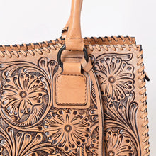 Load image into Gallery viewer, Western Hand Tooled Leather Shoulder Bag, Western Tote Bag, Genuine Cowhide Leather Purse, Western Purse, Leather Fringe
