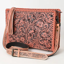 Load image into Gallery viewer, Western Hand Tooled Leather Purse, Western Leather Tote Bag, Painted Leather Purse, Western Crossbody Purse, Leather Shoulder Laptop Bag
