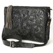 Load image into Gallery viewer, Western Hand Tooled Leather Purse, Western Leather Tote Bag, Black Leather Purse, Western Crossbody Purse, Leather Shoulder Bag, Laptop Bag
