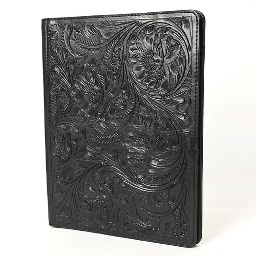 Hand Tooled Leather Portfolio, Black Leather Padfolio, Leather Legal Pad Portfolio, Leather Legal Pad Notebook, Tooled Leather Portfolio