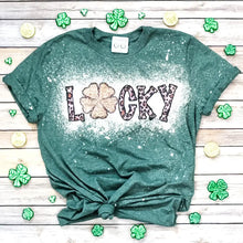 Load image into Gallery viewer, Lucky St. Patrick’s Day Bleached Graphic Tee Shirt
